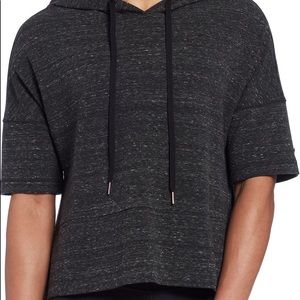 Hooded short sleeve sweatshirt